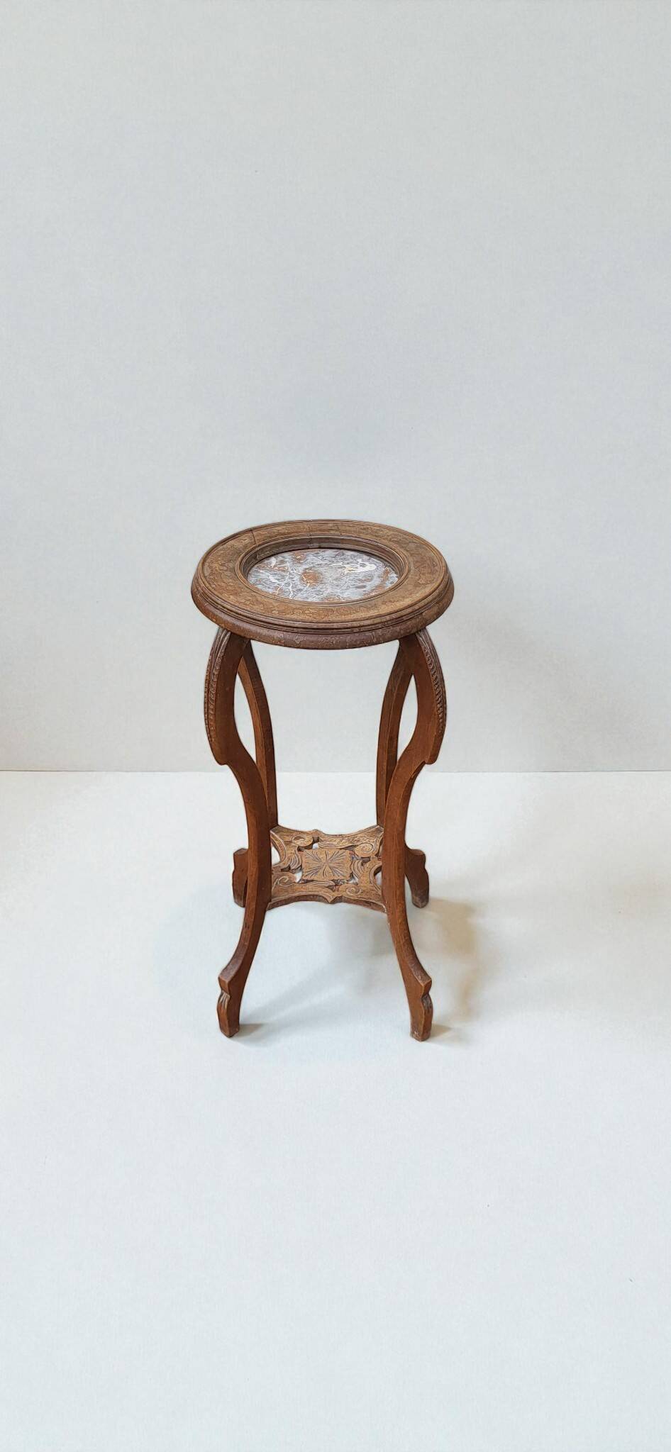 Art Deco wood/marble side table