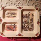 Obernai compartment dish Sarreguemines signed Loux