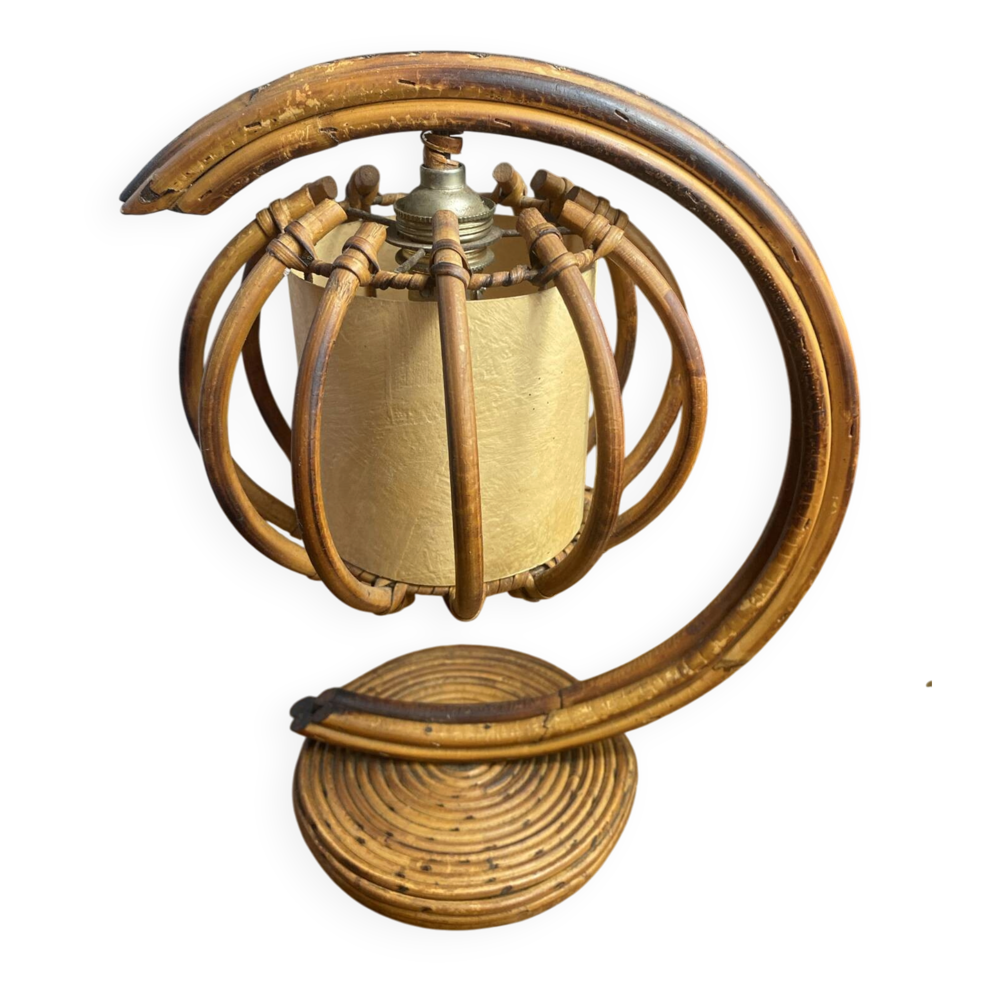 Rattan and bamboo lamp, Louis Sognot