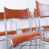Set of 6 of italian vintage Arrben dining chairs, 1980s - Cognac Leather
