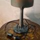 Mushroom lamp glass paste metal base patinated bronze 39x18 elec refurbished