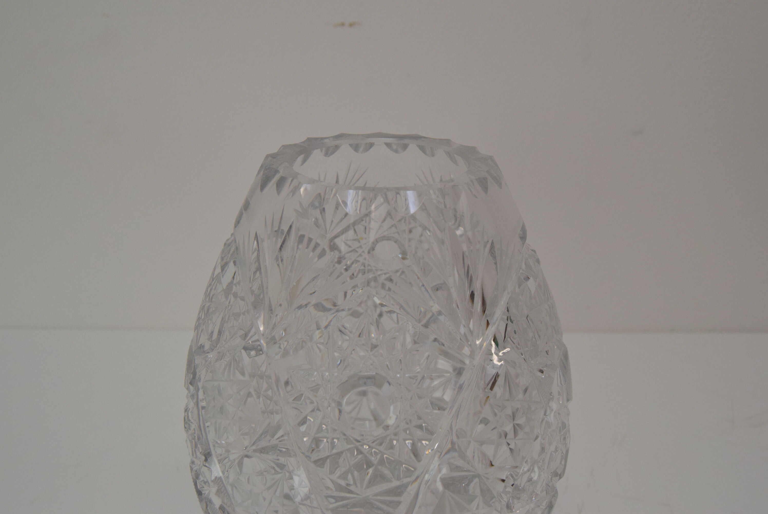 Vintage Cut Crystal Glass Vase, Glasswork Novy Bor, 1950's.