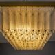 Bohemian flush-mount light in textured glass & brass, 1960s