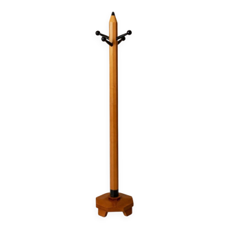 Orange wood Memphis-style Pencil Coat Rack, XL vintage 1980s, Italy by Artema