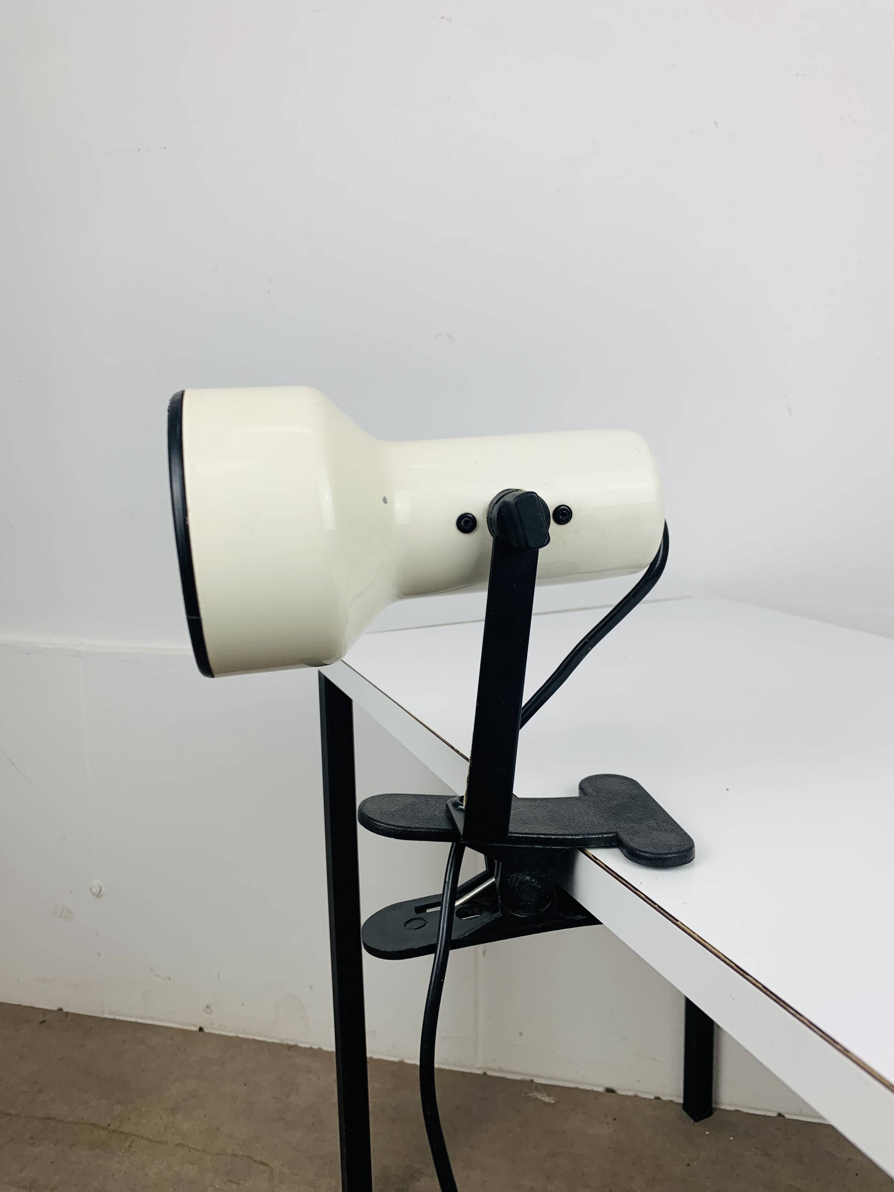 White metal clamp spotlight, vintage