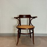 Baumann armchair in curved wood and canework