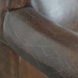 Vintage wingback armchair made of sheepskin leather with beautiful colours