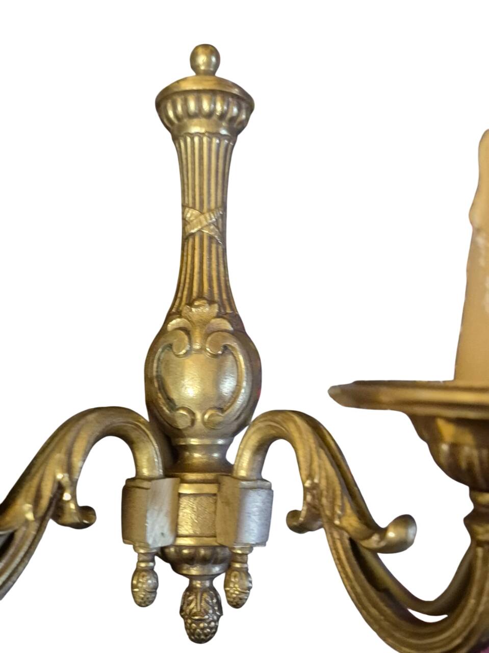 5-arm chandelier + 4 wall sconces MD bronze Louis XV style