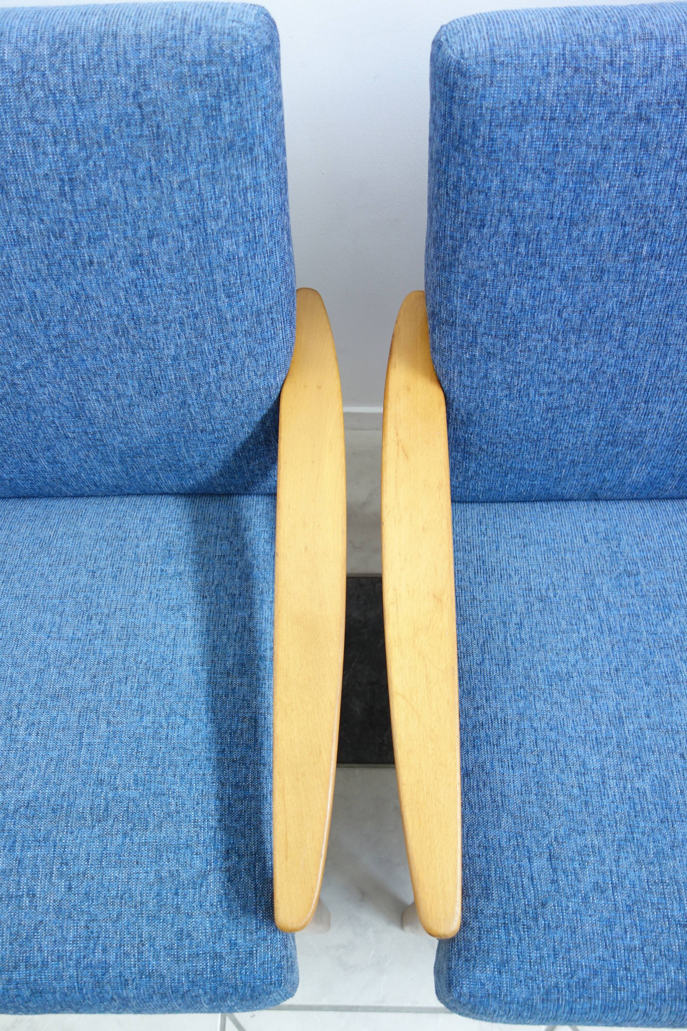 Set of two blue chairs 1960s