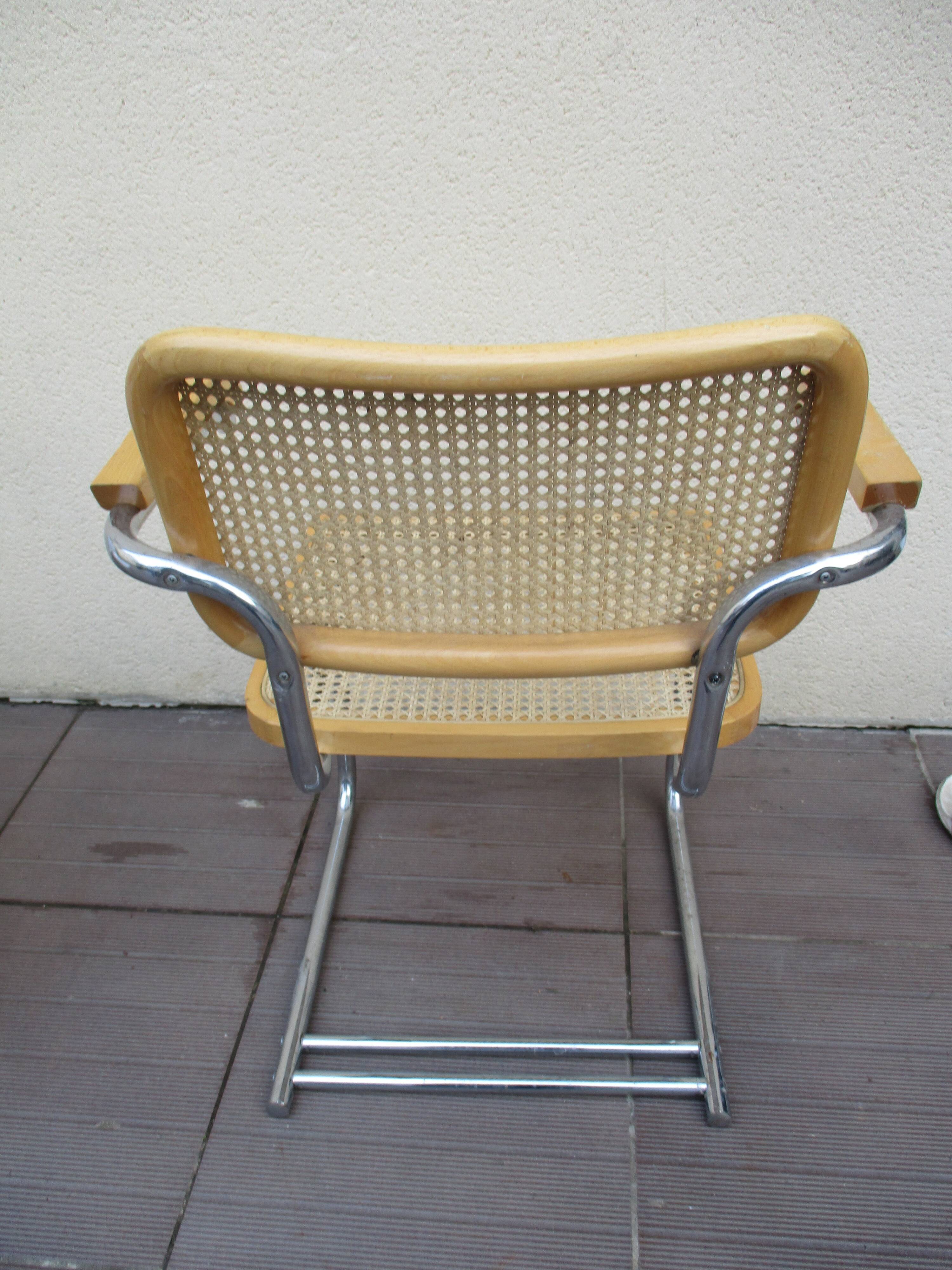 Fauteuil canné tubulaire chromé