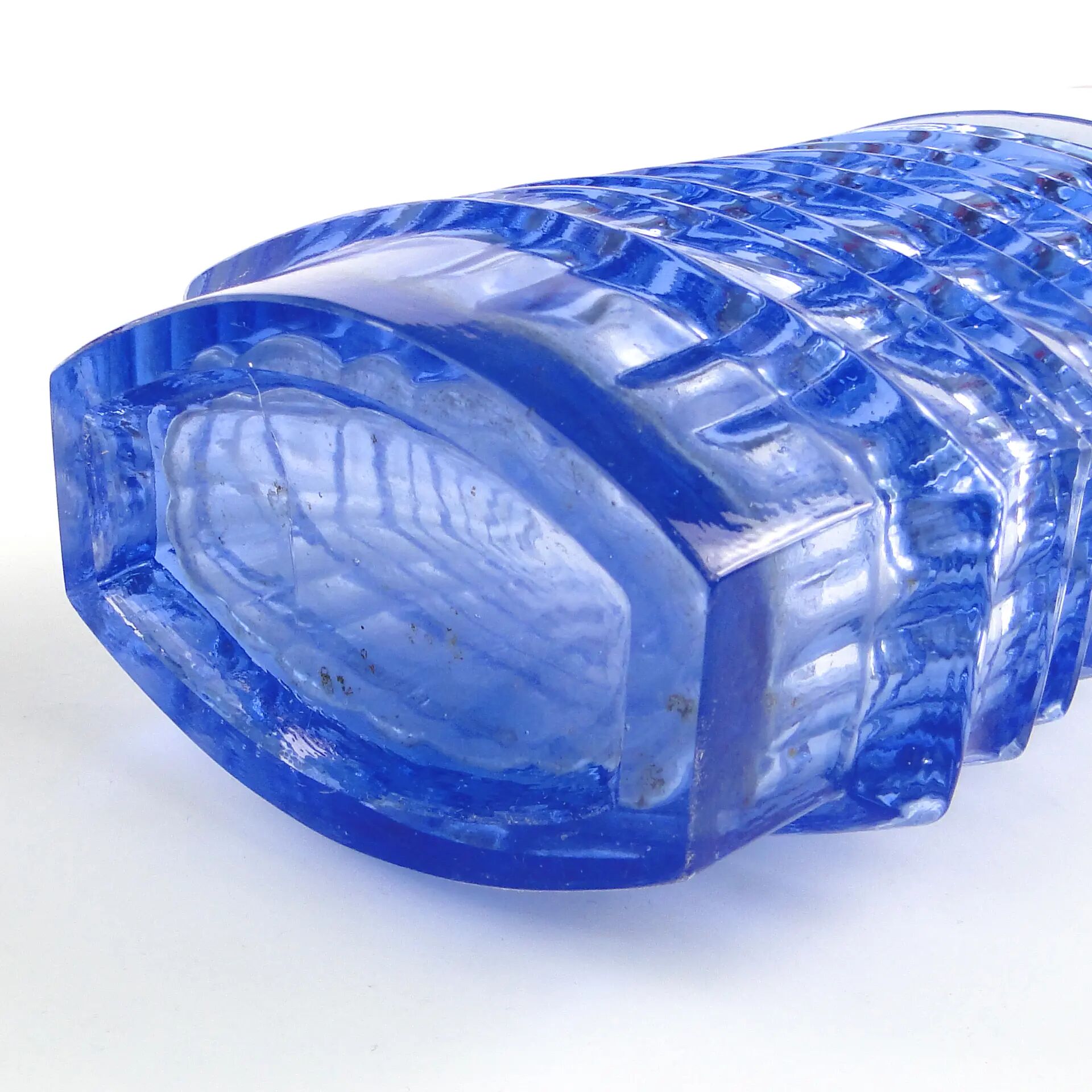 Vase optique, moderne du milieu du siècle, en verre transparent, conçu par J. Drost, Ząbkowice, Pologne, années 1970.