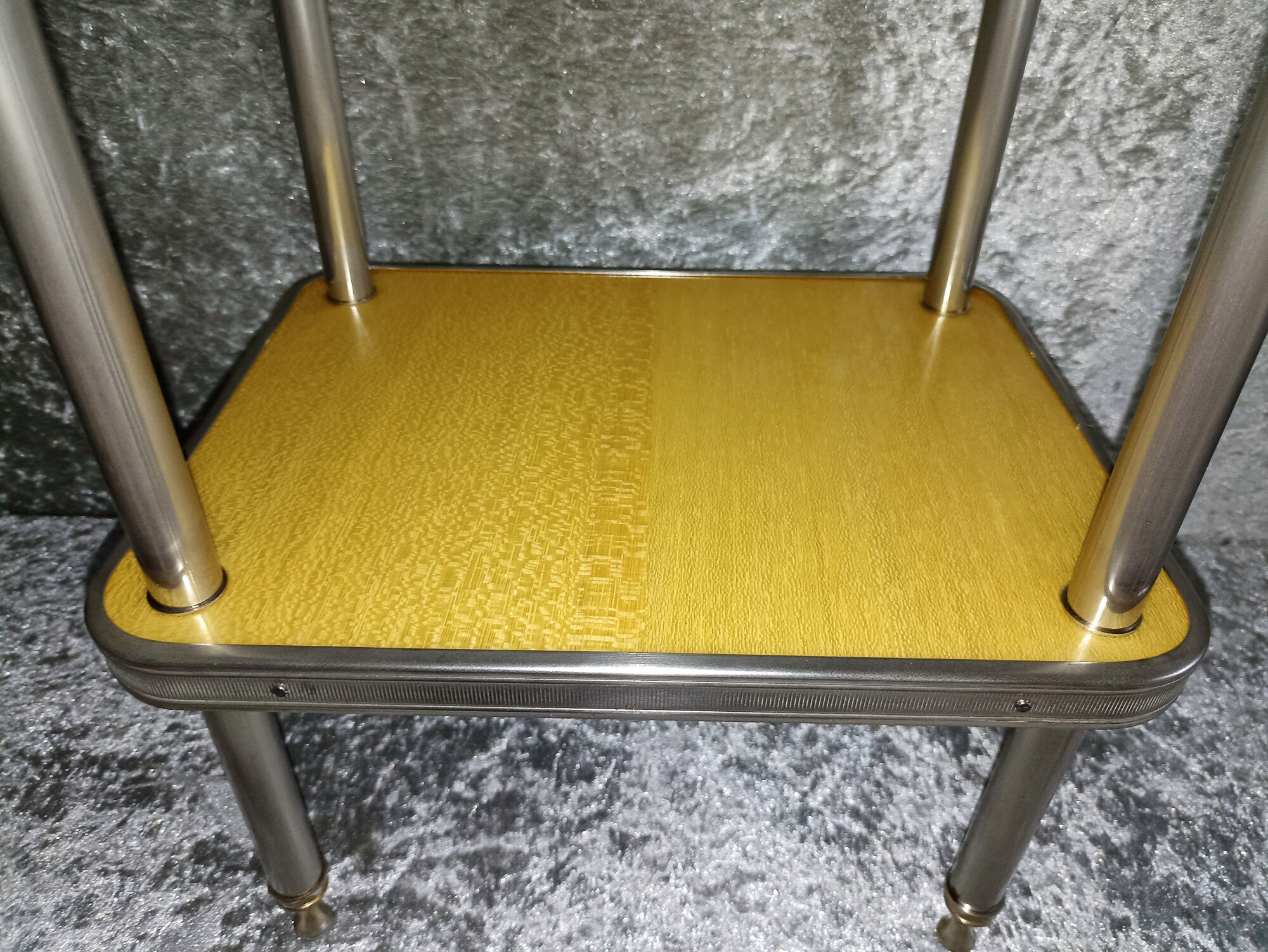 Side table in stainless steel and formica