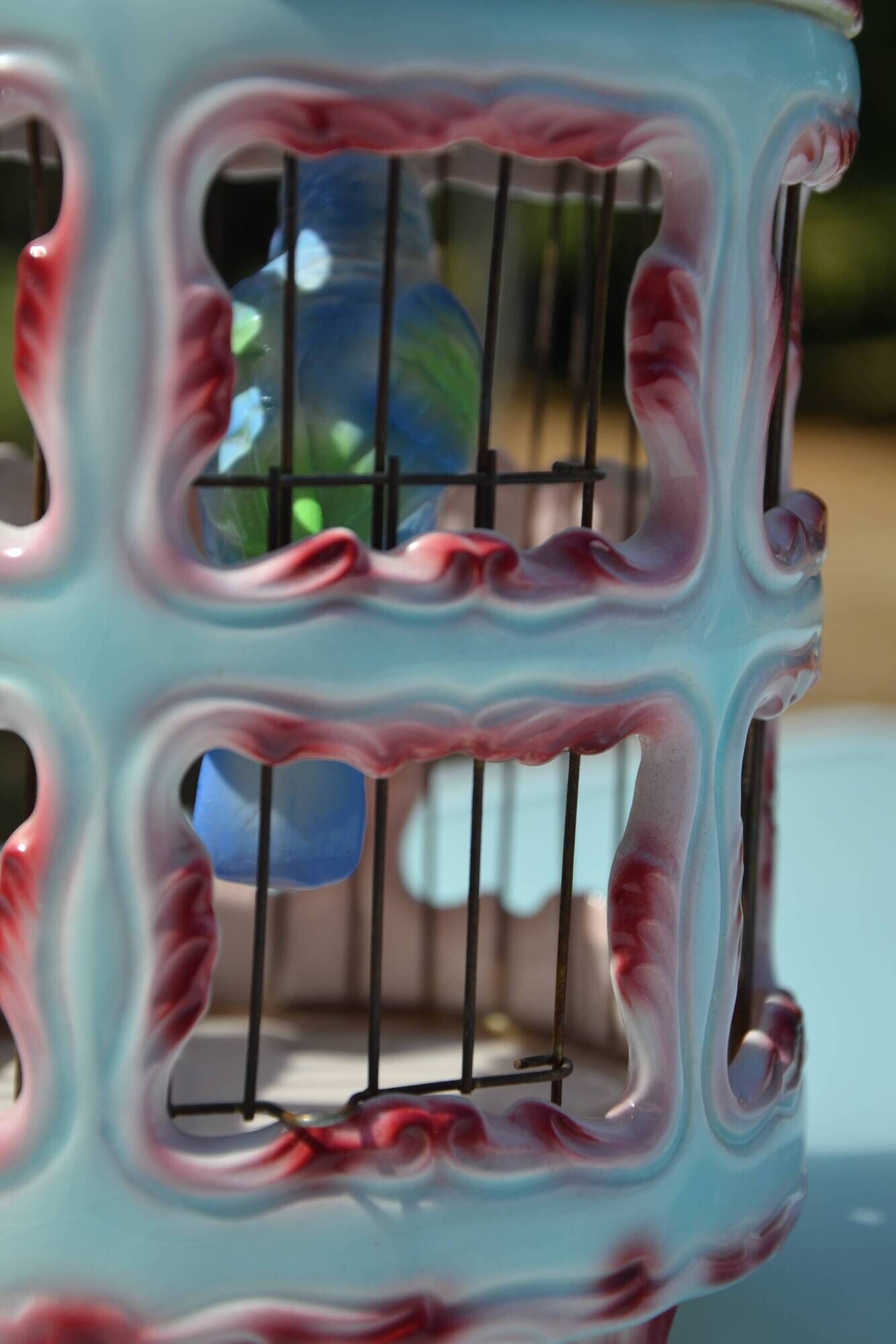 Antique Italian ceramic birdcage