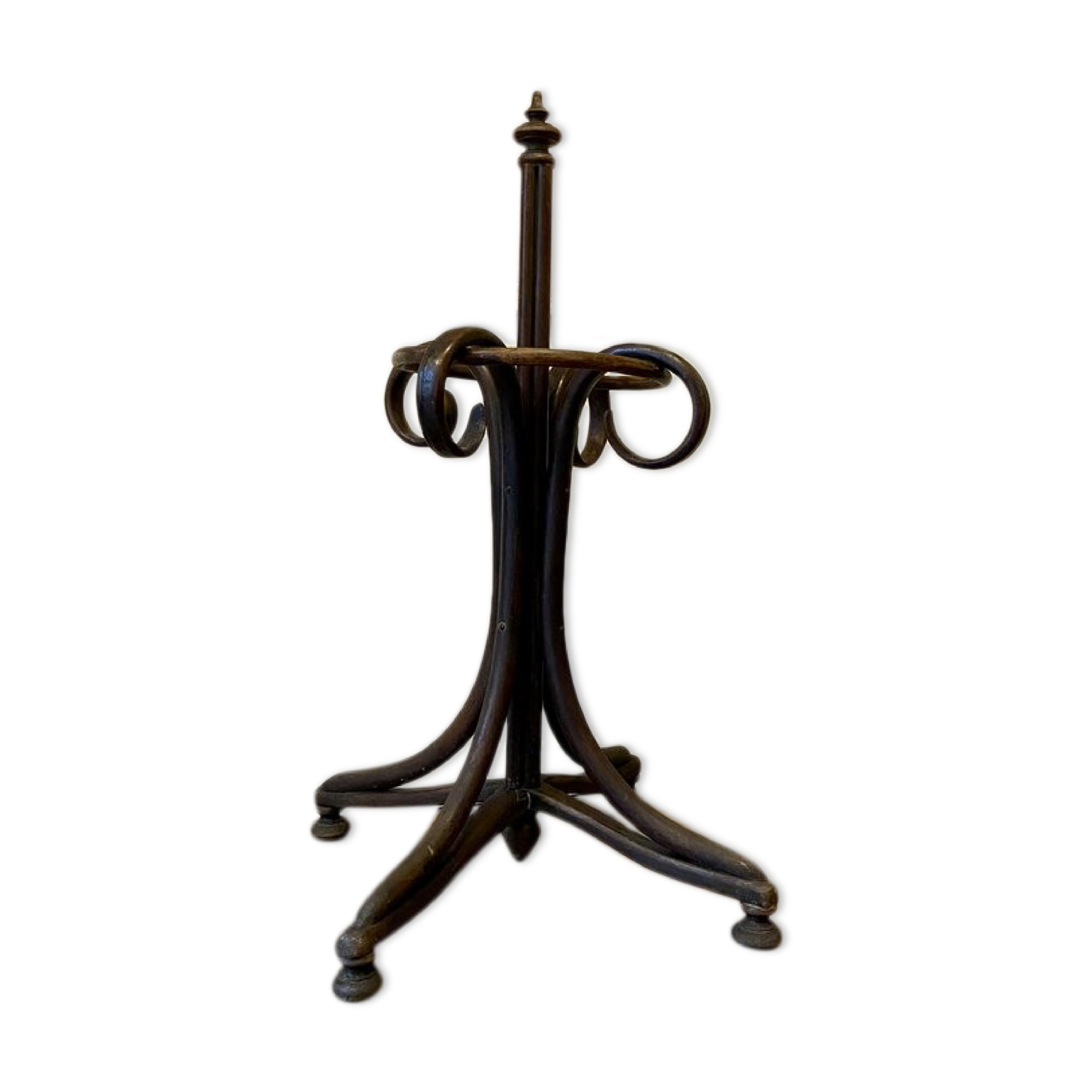 Umbrella holder in arched and dark wood