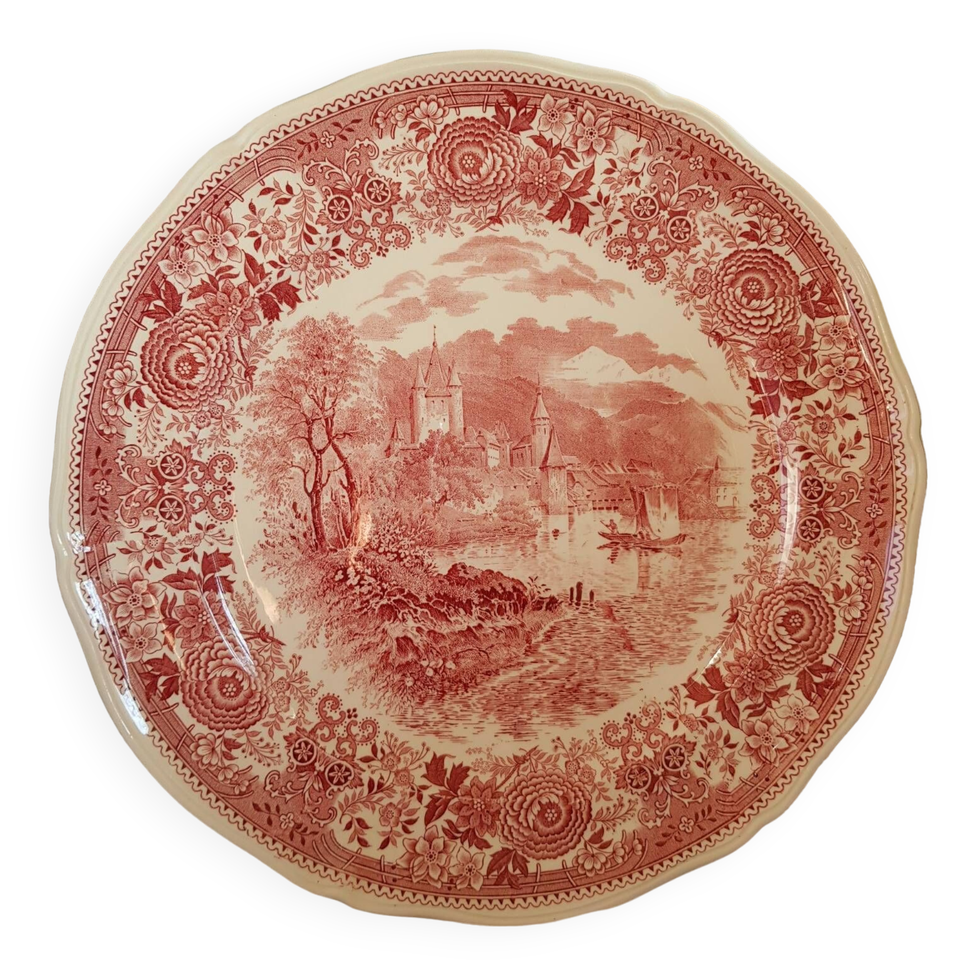 Villleroy & Boch Burgenland grand plat de service/gâteau rouge