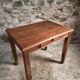 Vintage French walnut writing desk, 1950s Art Deco style, table with drawer, compact desk or side table