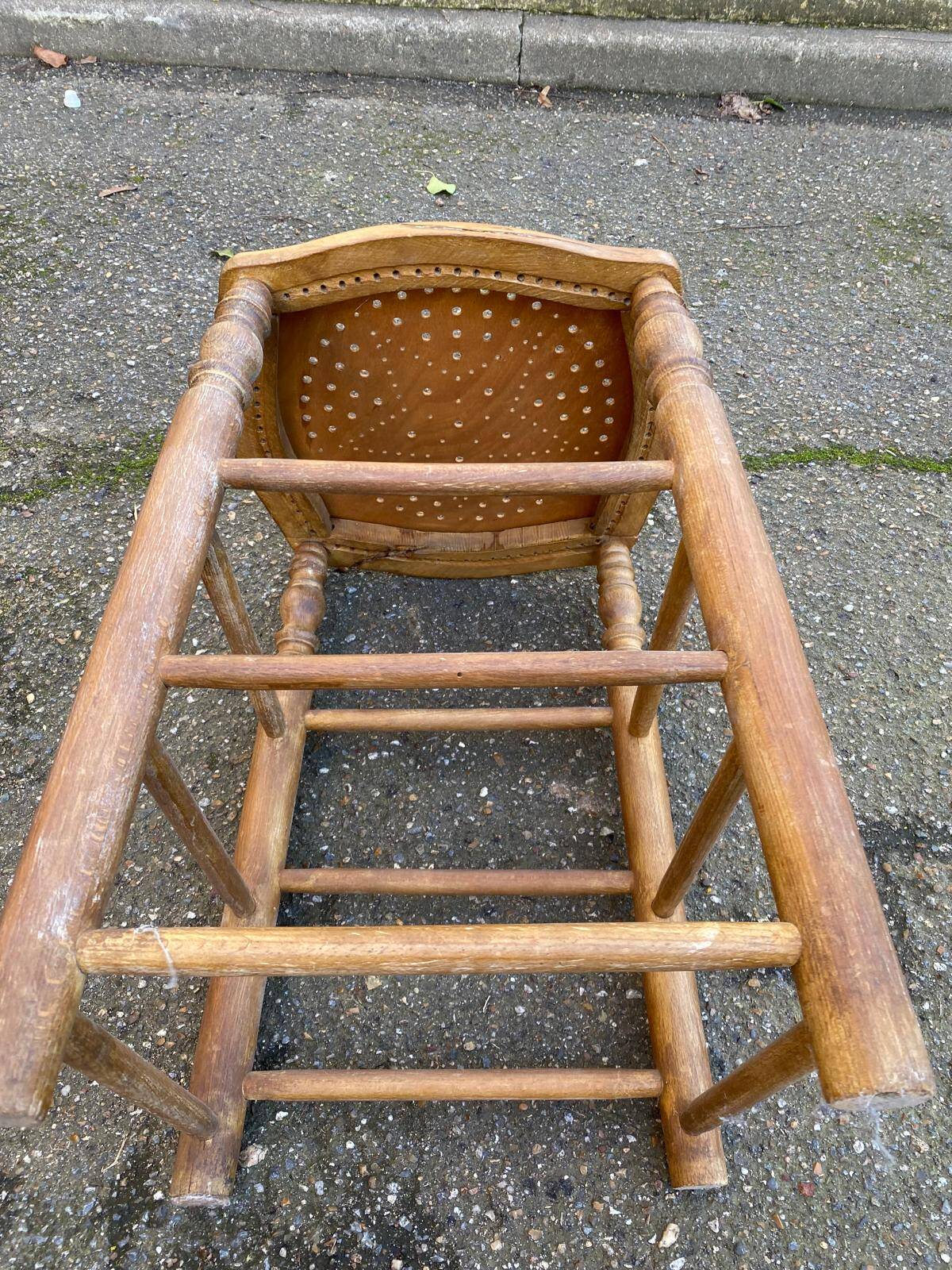 Vintage square stool made of solid wood from the 19th century, 55cm.