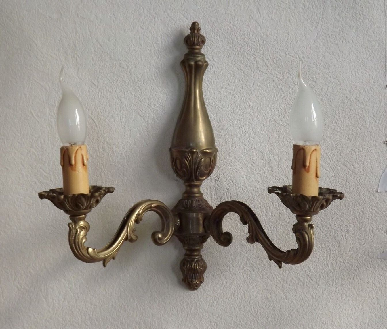 Pair of French vintage bronze traditional  art nouveau double wall lights