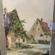 Aquarelle cour de ferme alsacienne lucien fuchs