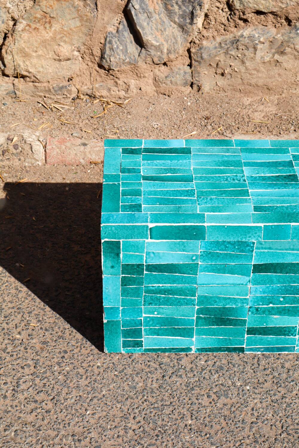 Table basse en Zellige moderne bleu turquoise