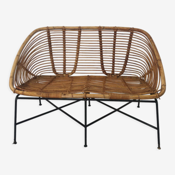 Mid-Century Rattan Bench, 1960s Product Overview