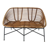 Mid-Century Rattan Bench, 1960s Product Overview