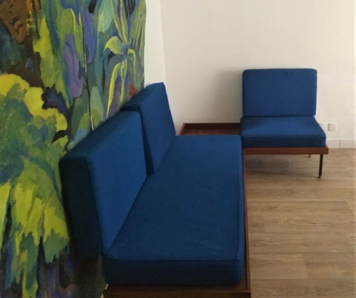 Daybed bench sofa angle teak and Scandinavian rosewood