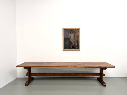 Monastery table in solid oak, 350 cm, circa 1900.