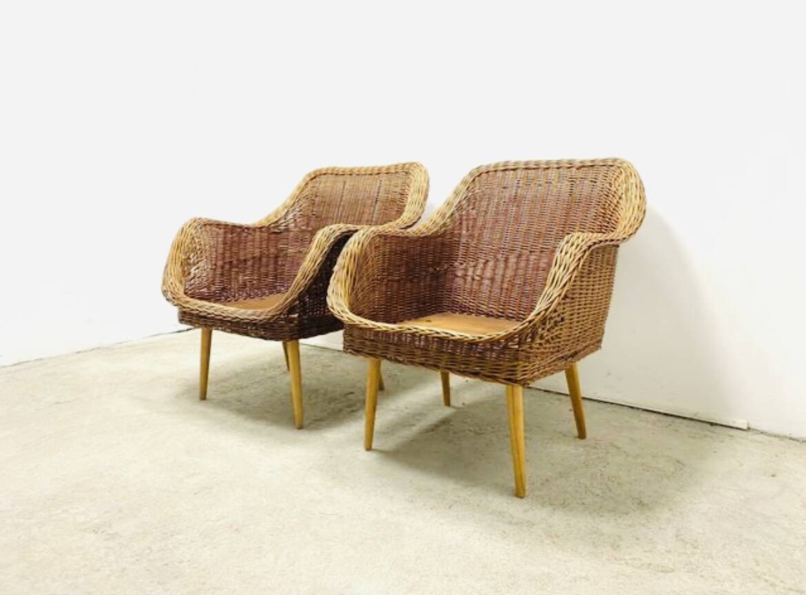 Chaises longues en rotin, lot de 2