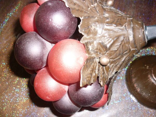 Suspension plafonnier grappe et feuilles de raisin en verre soufflé 20-30