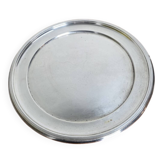 Round silver-plated metal tray from the mid-20th century