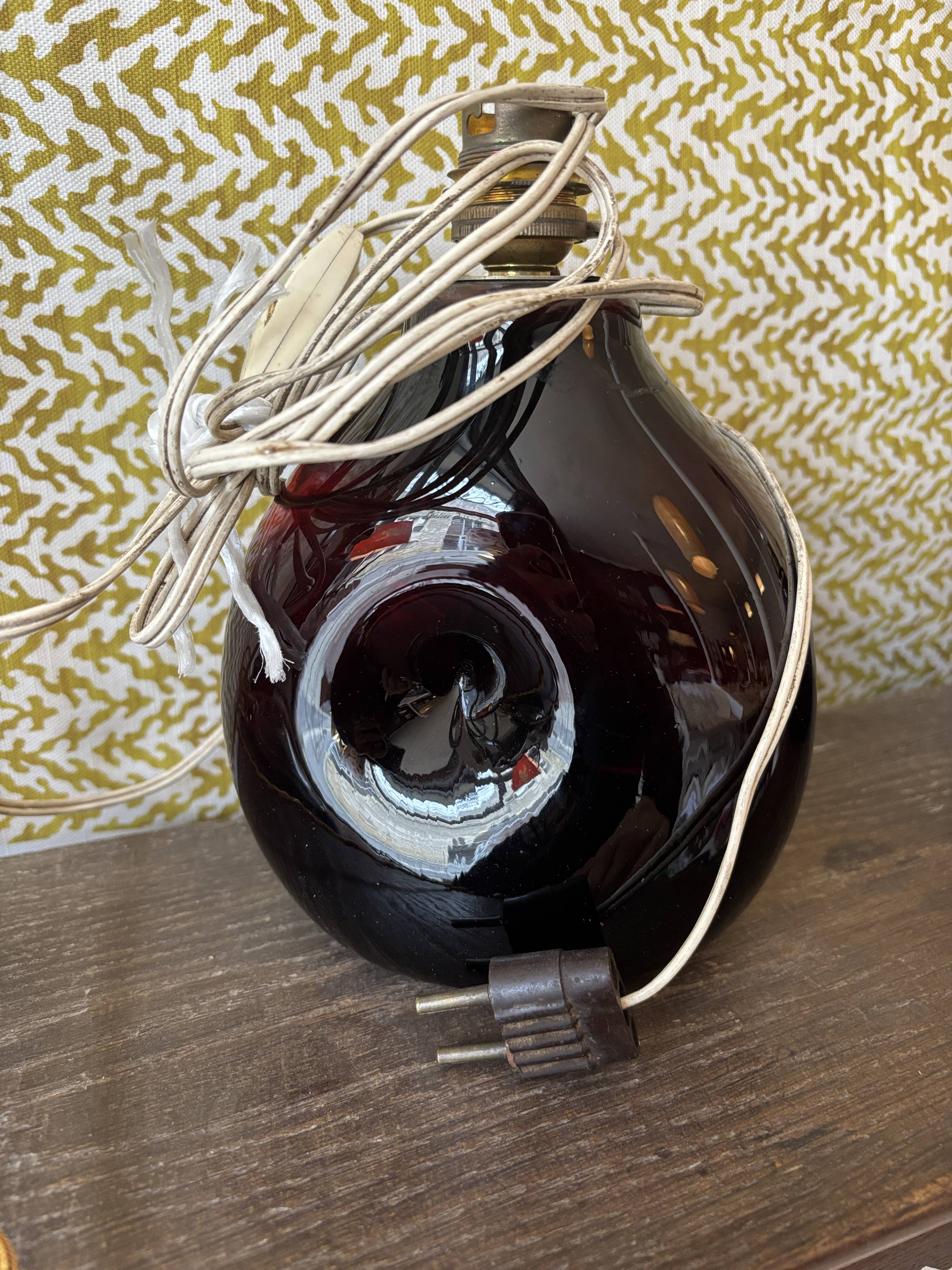 Blown glass lamp signed Morin