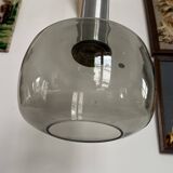 Space Age chandelier, smoked glass and chrome, seventies