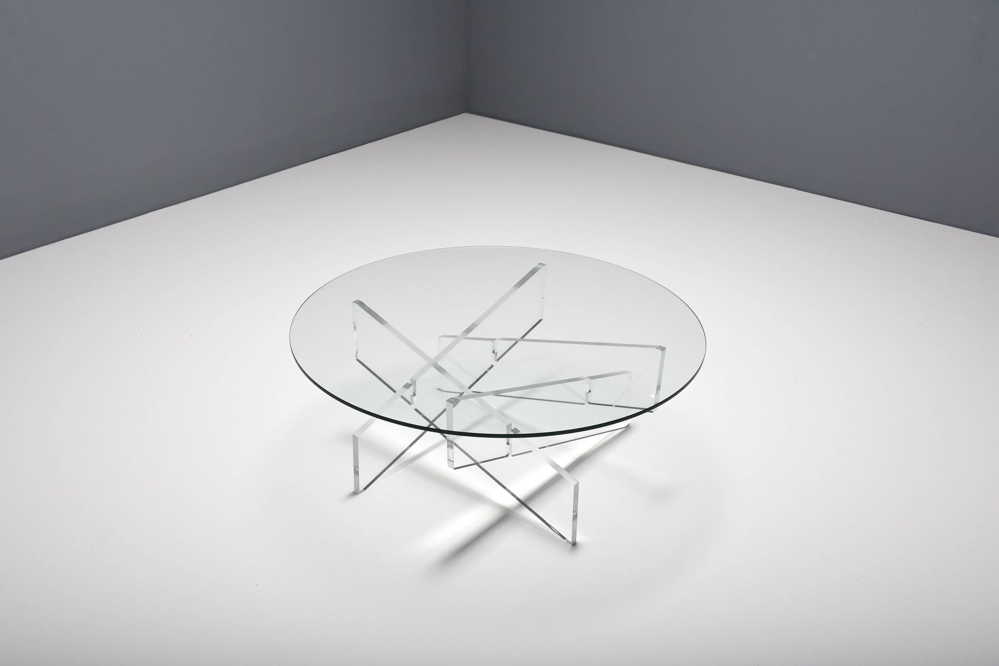 Table basse graphique en lucite et verre, Italie 1970
