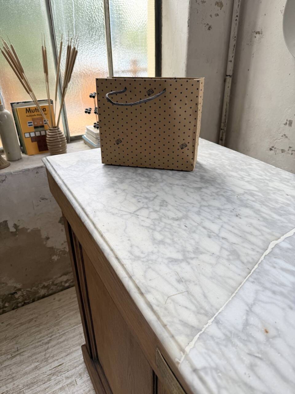 Oak and marble counter 1950
