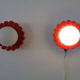 Pop Art Studio Ceramic & Glass Flower Wall Lamps, Germany, 1960s, Set of 2