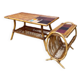 Rattan coffee table and magazine rack