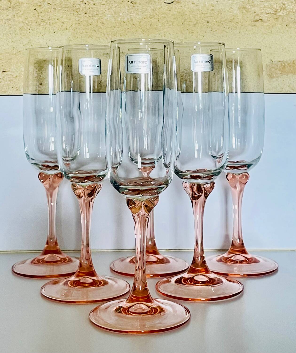 6 two-coloured champagne flutes Luminarc Véronèse