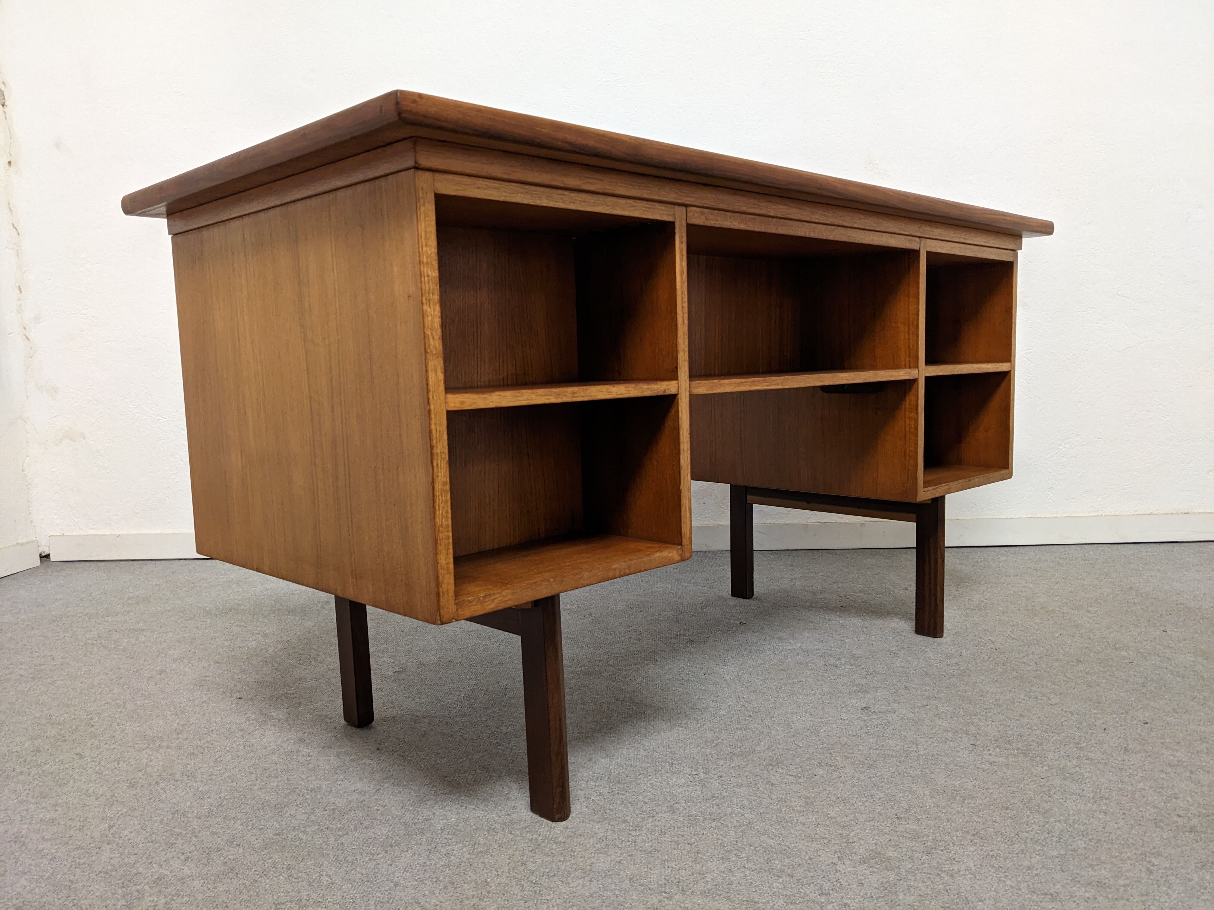 Scandinavian double-sided teak desk from the 50s/60s