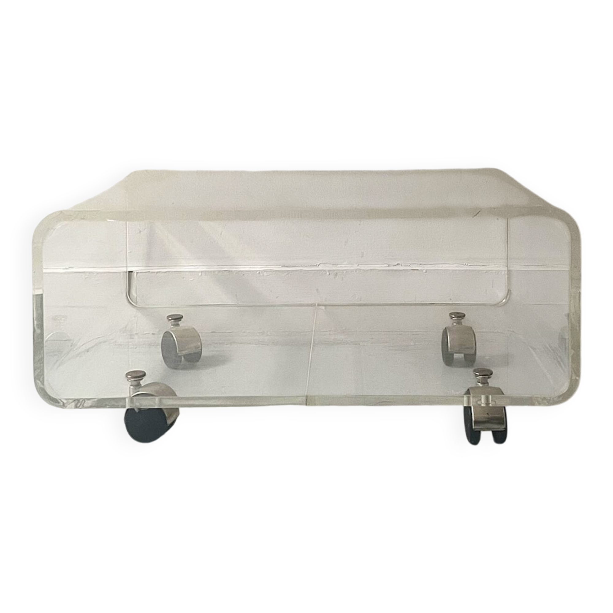 Transparent plexiglass coffee table by Roche Bobois, 1970s design.