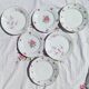 Mix of 6 mismatched floral dessert plates, retro porcelain