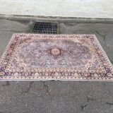 Beige and blue wool Persian rug with a velvet effect, 170x240cm.