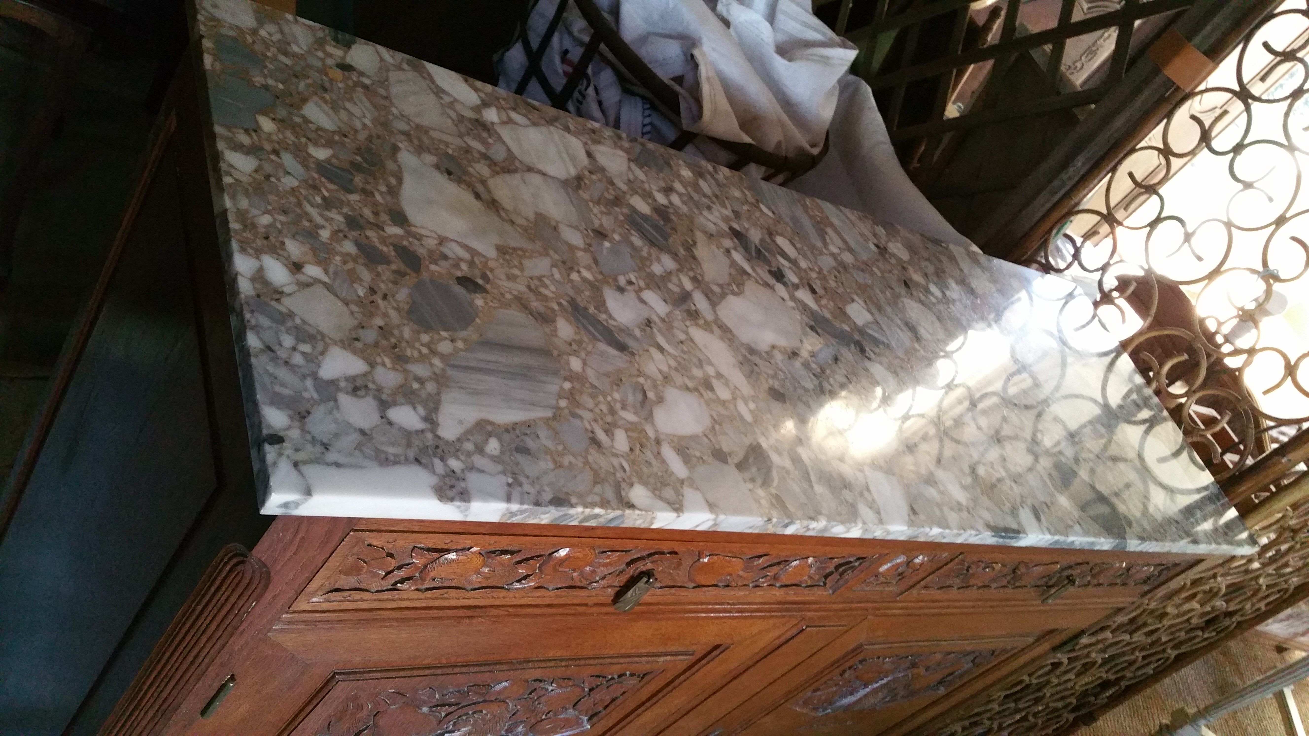 Art deco buffet  in blond oak with shelf marble