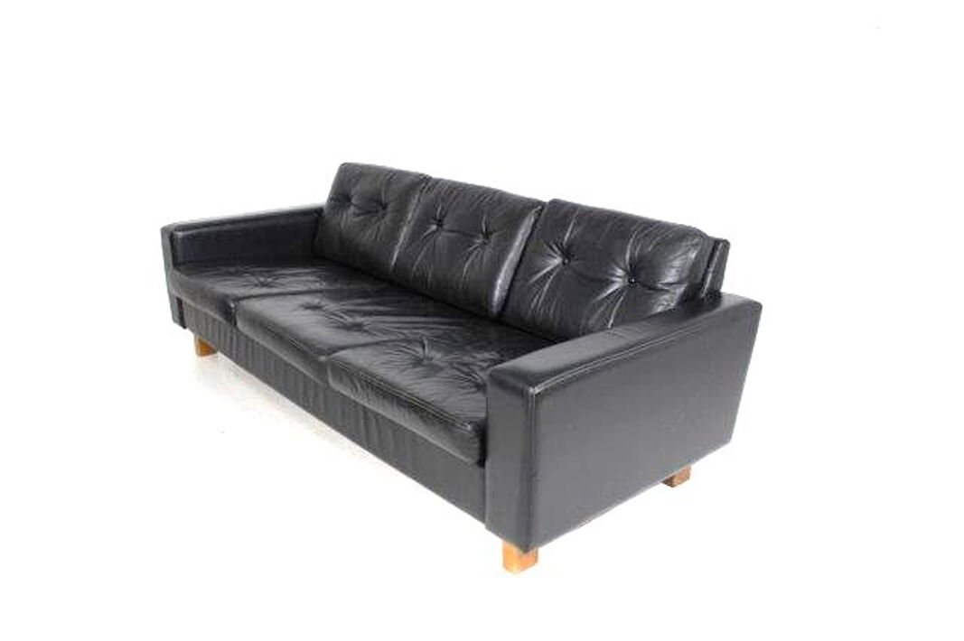Leather sofa, 3 seats, Sweden, 1950s