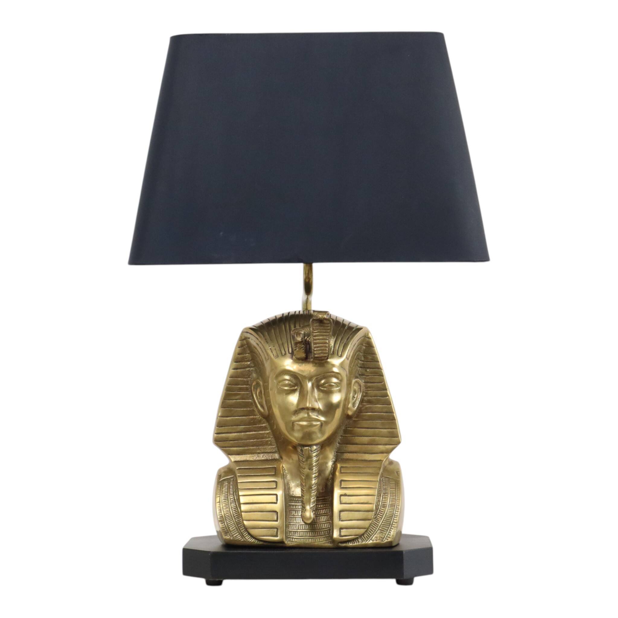 Vintage Brass Pharaoh Table Lamp Hollywood Regency 56cm