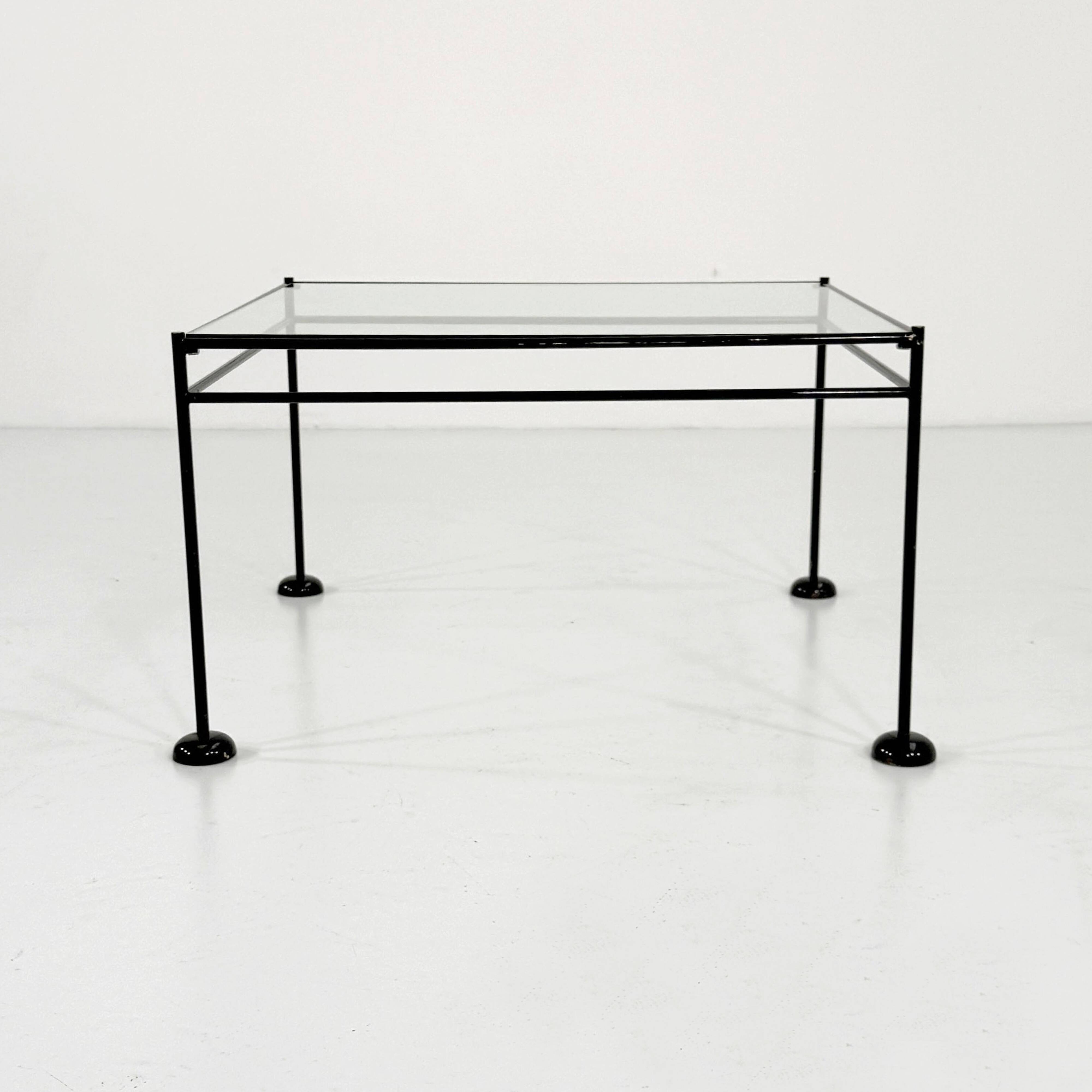 Postmodern light blue glass and metal coffee table by gamma, 1980