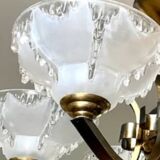 Antique Art Deco brass and glass chandelier