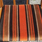 Set of 5 70s designer chairs in beech and orange and brown velvet Self éditeur