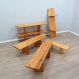 Ideal Form vintage modular bookcase natural larch wood 1970s