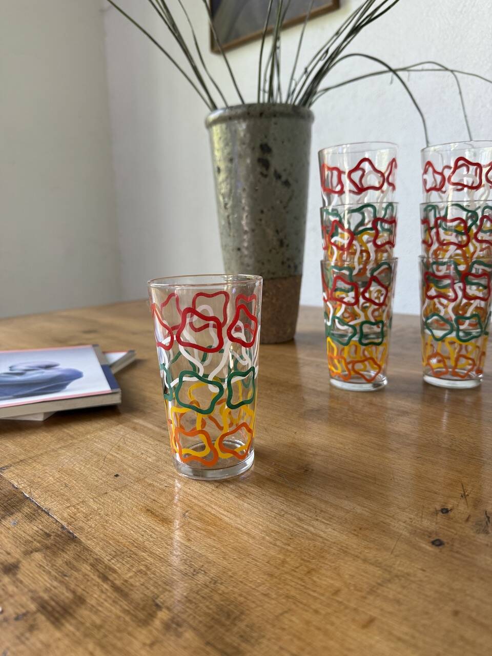 Set of 12 graphic glasses 1970